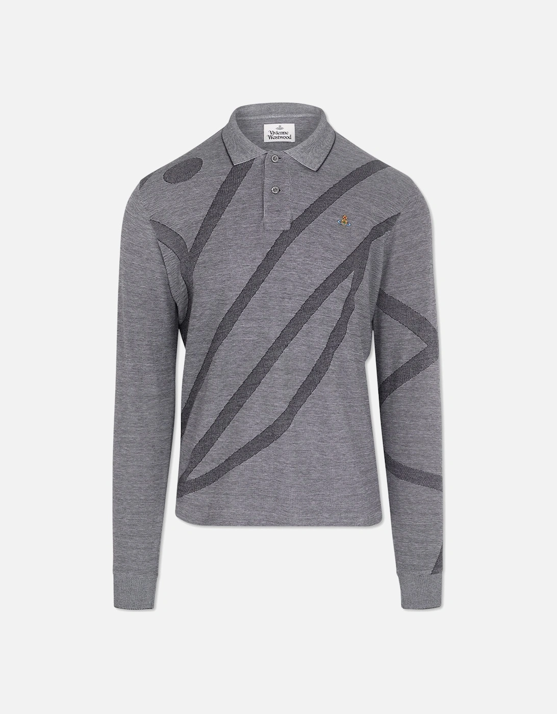 Men's Grey Long Sleeve Polo Shirt, 4 of 3