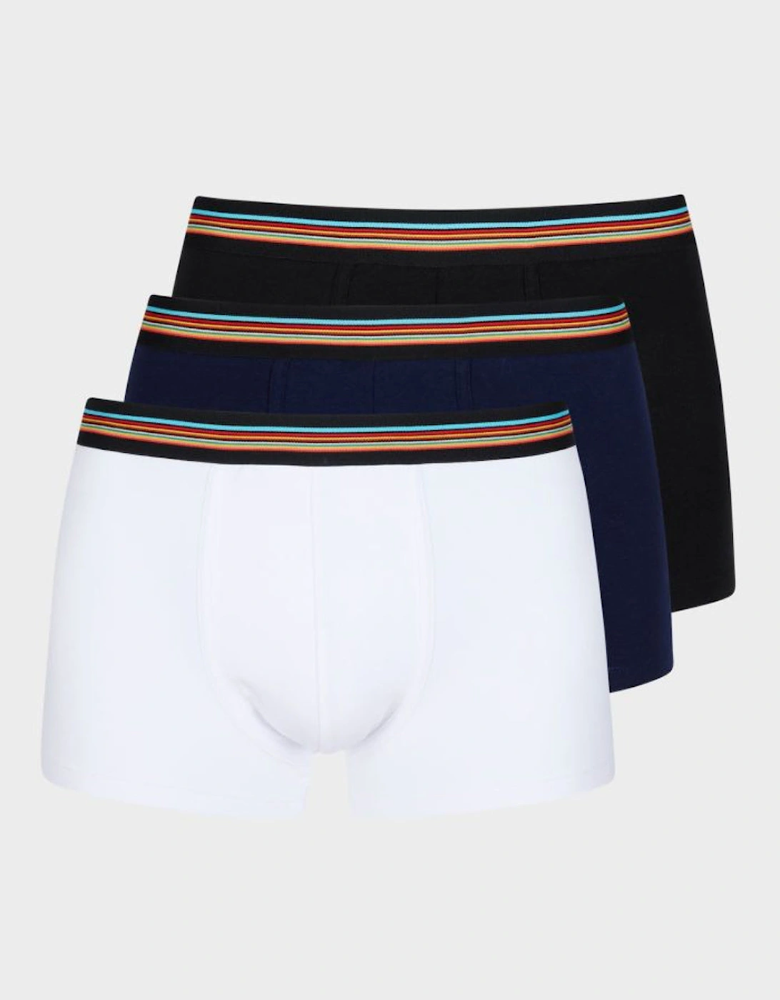 Paul Smith Men's White 3-Pack Signature Trim Boxer Trunks, Black/Navy/ - : 32/30/31 Small