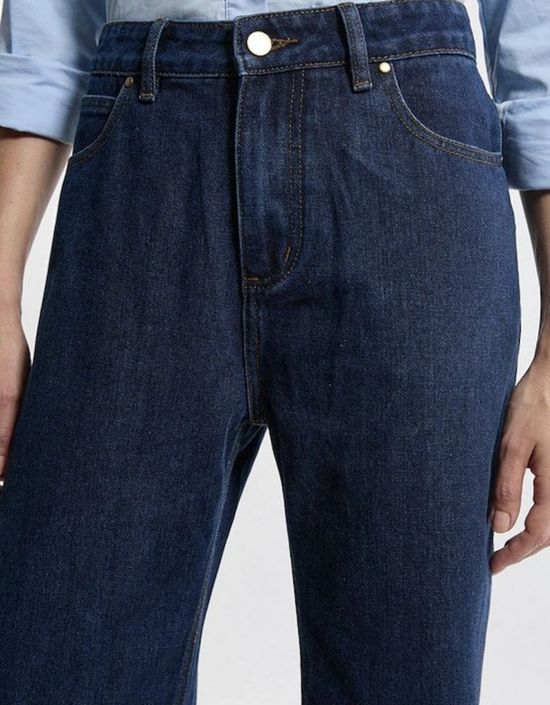 Petite Denim Straight Leg Turn Up Hem Jeans