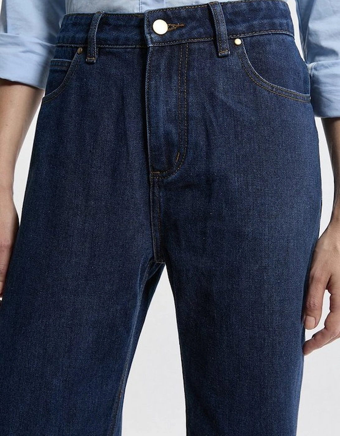 Petite Denim Straight Leg Turn Up Hem Jeans