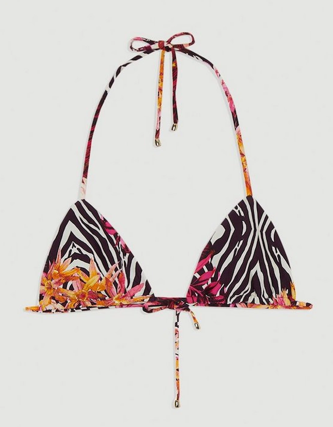 Print Detail Triangle Bikini Top