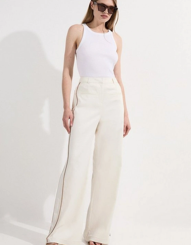 Archive Collection - Tailored Denim Belted Pocket Detail Wide Leg Trousers