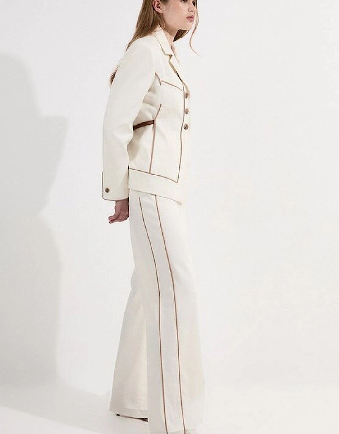 Archive Collection - Tailored Denim Belted Pocket Detail Wide Leg Trousers, 5 of 4