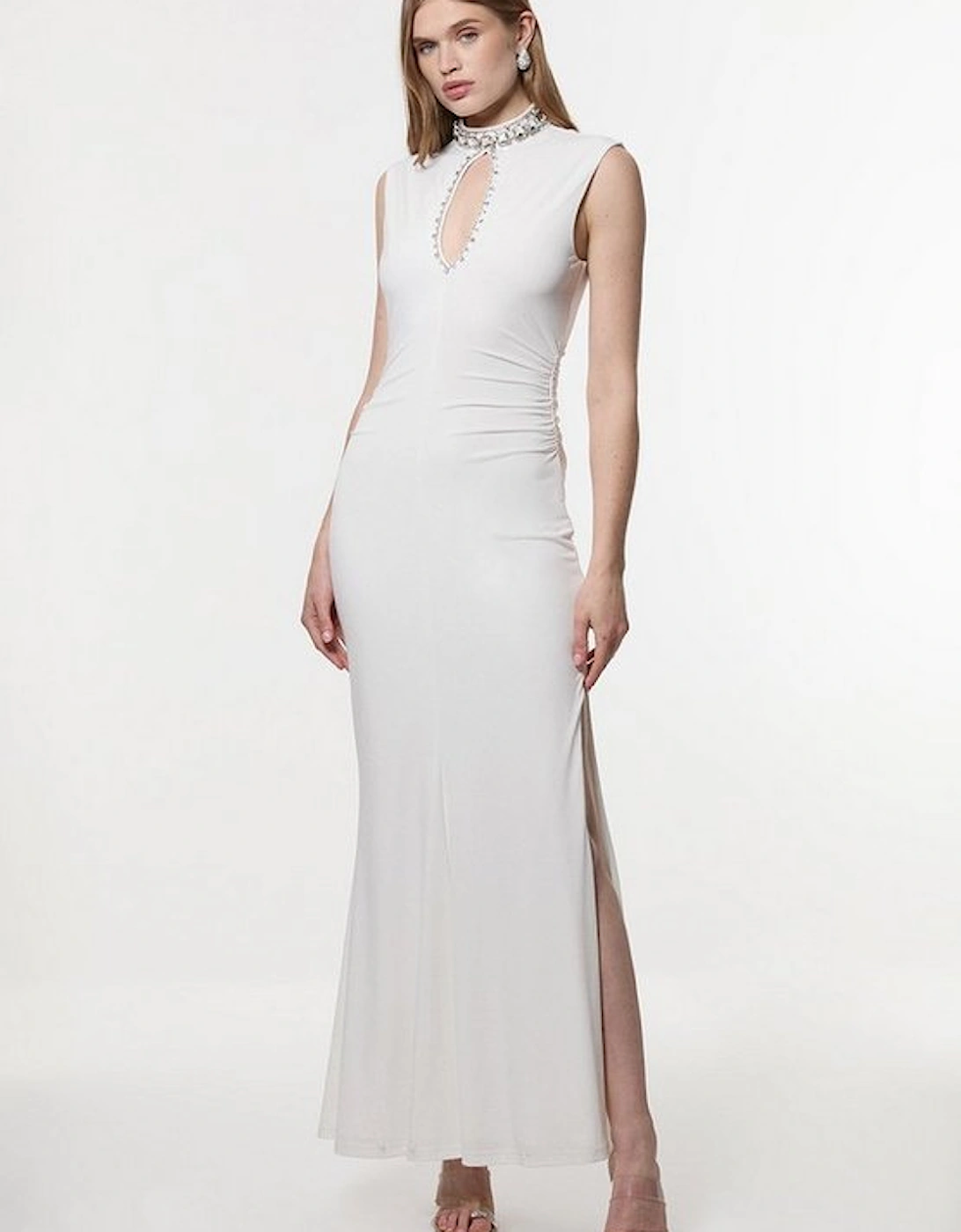 Tall Embellished Jersey Crepe Maxi Dress