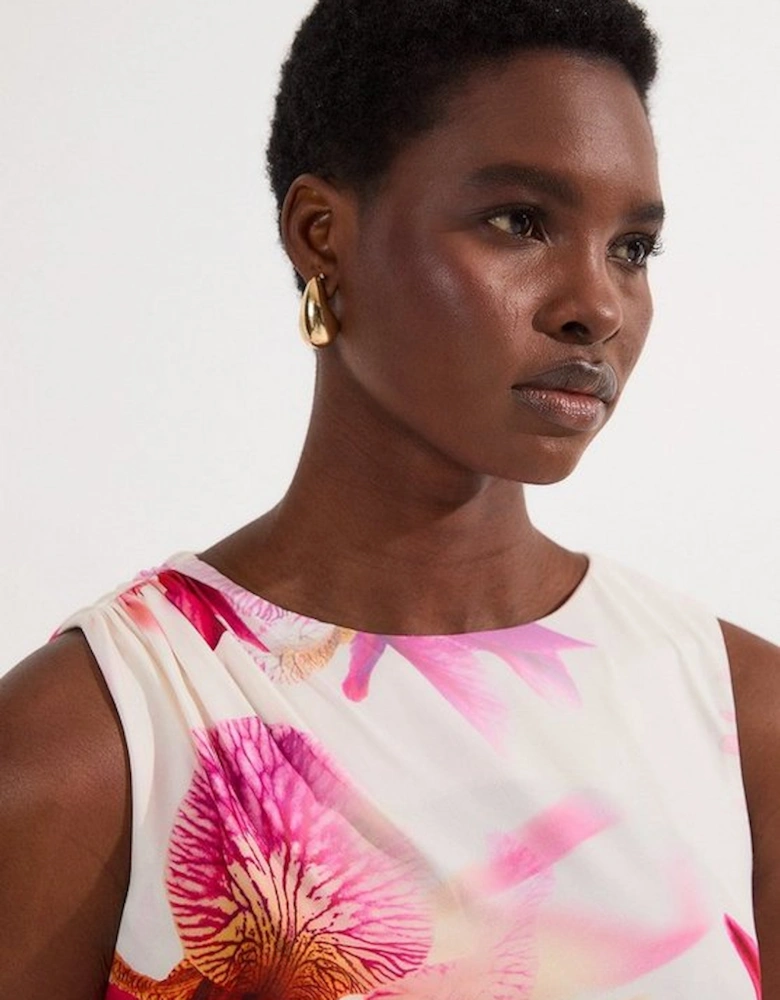 Petite Abstract Floral Printed Jersey Crepe Maxi Dress
