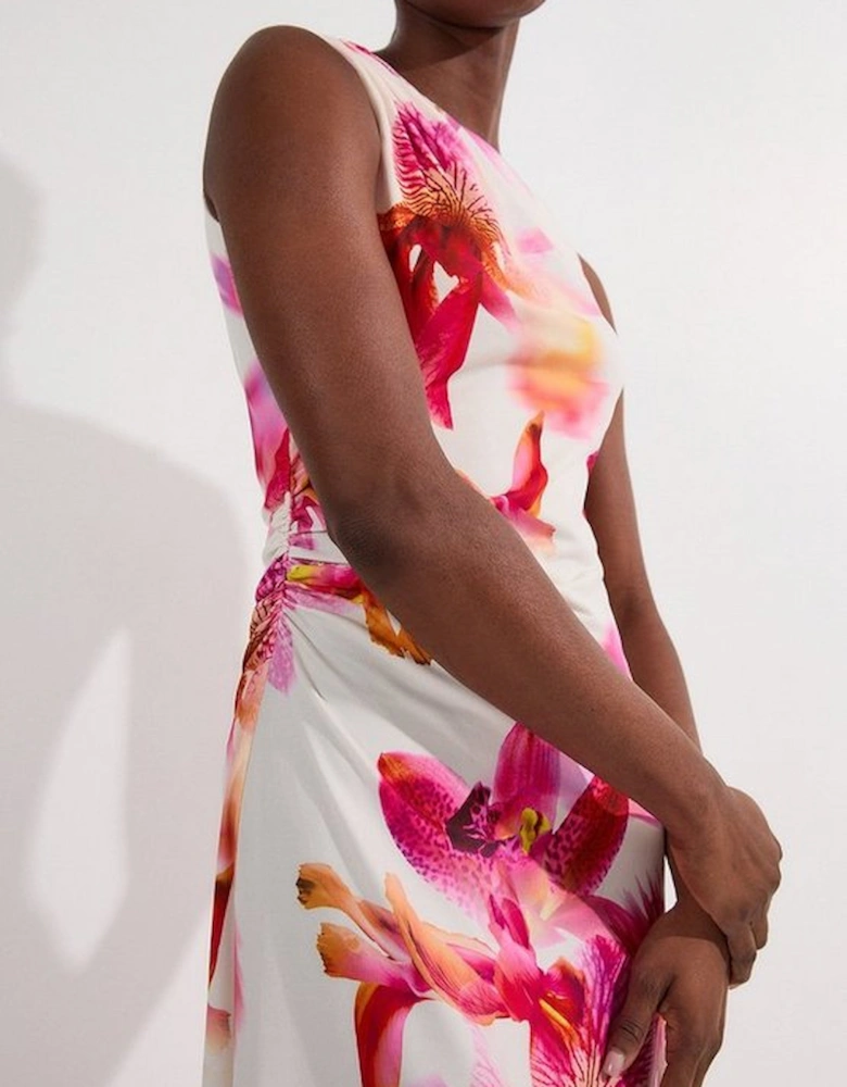 Petite Abstract Floral Printed Jersey Crepe Maxi Dress