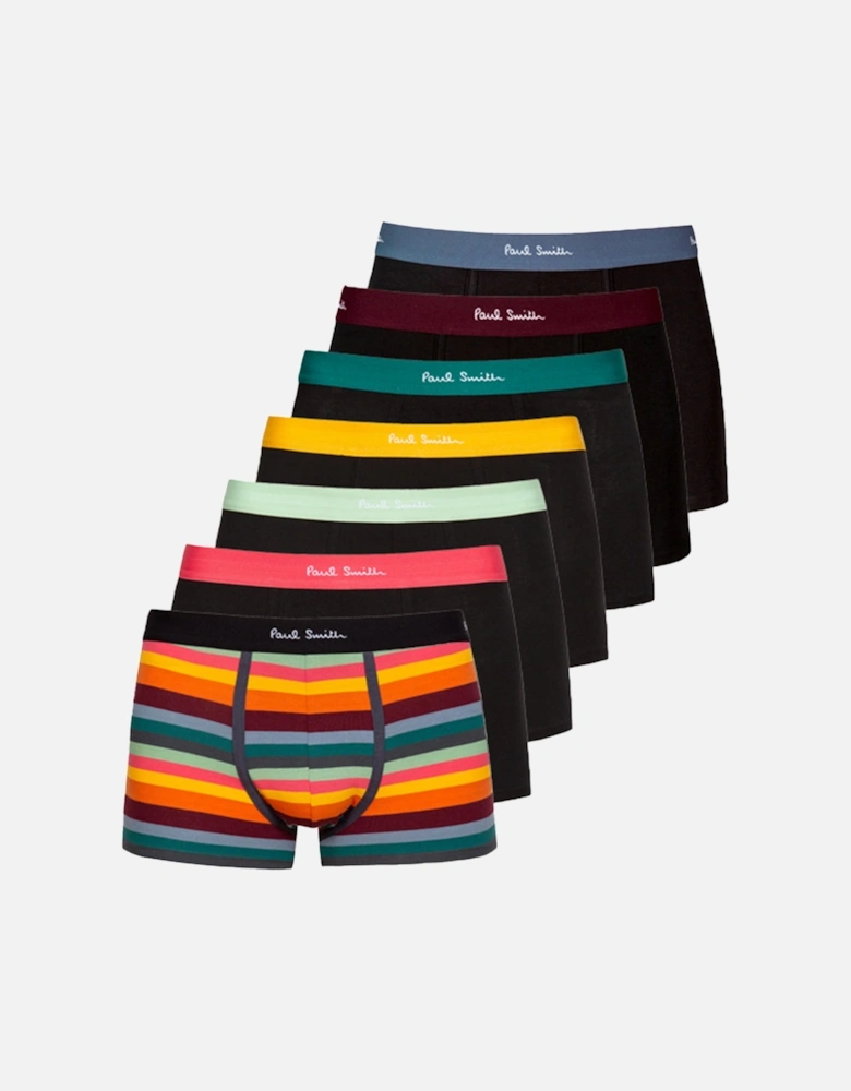 7-Pack Mixed Artist Stripe Boxer Trunks, Black