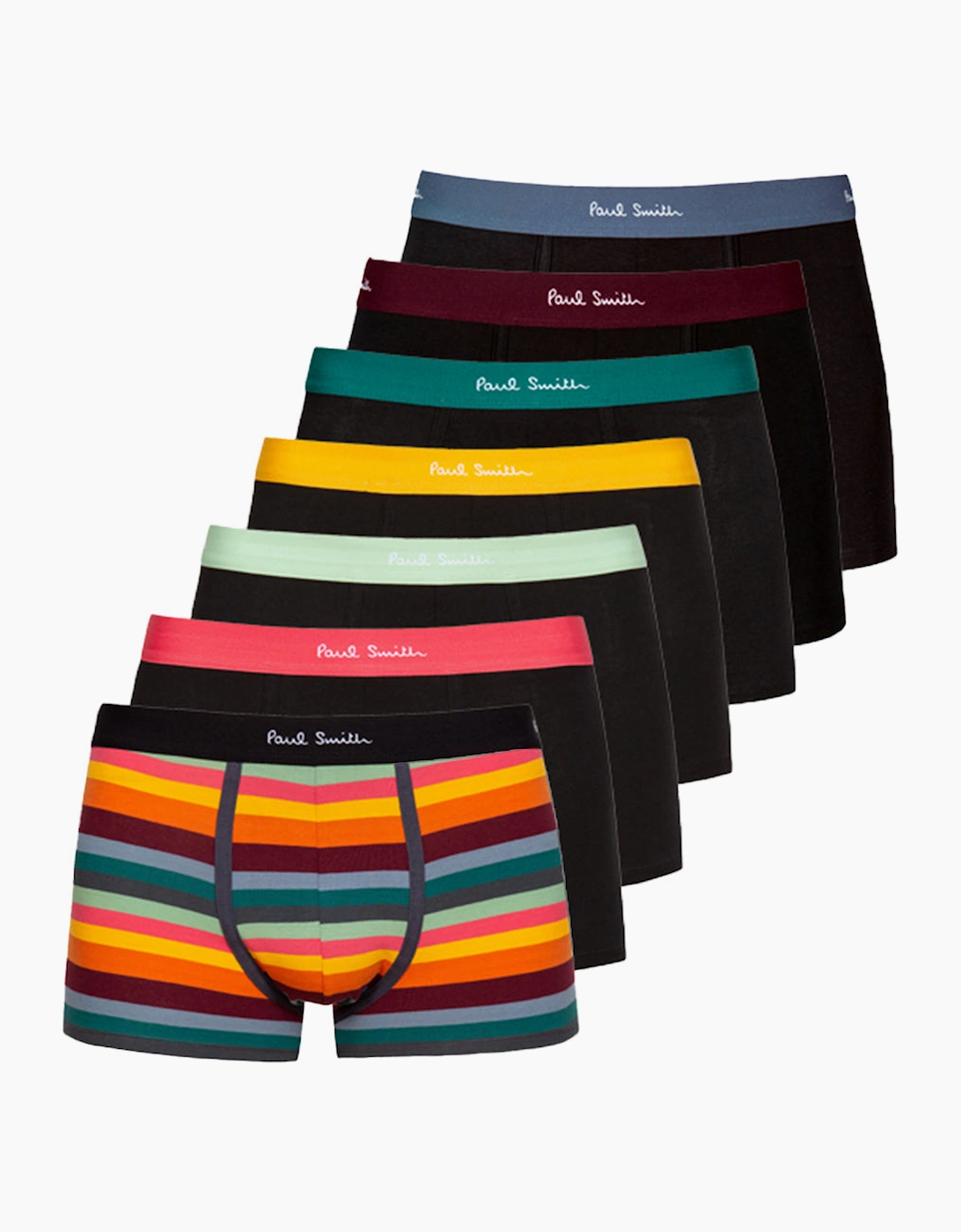 Paul Smith Men's Black 7-Pack Mixed Artist Stripe Boxer Trunks, - : 37/36/32 Extra Large