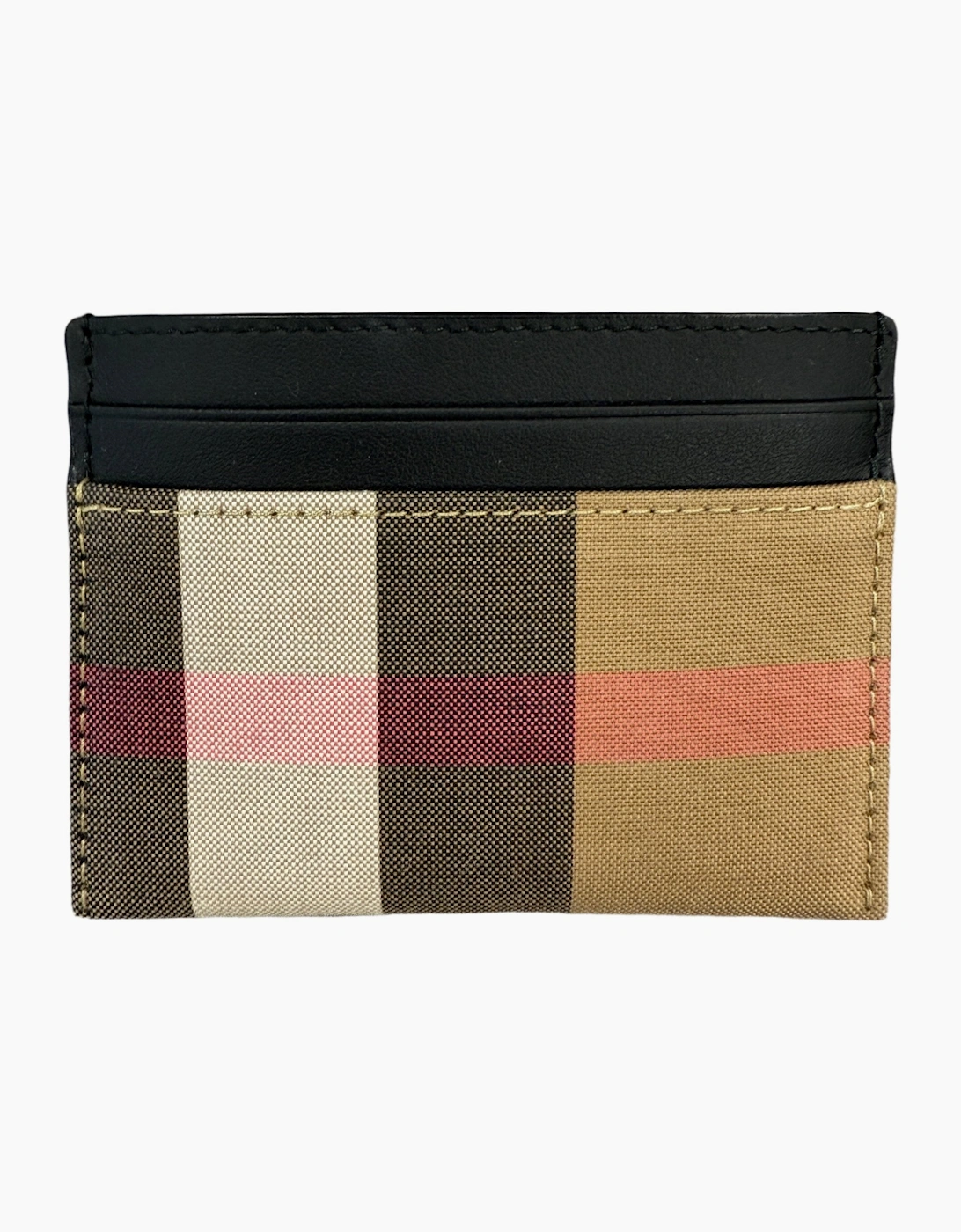 Women's Burberry Leather & Canvas Classic Check Card Holder - Black