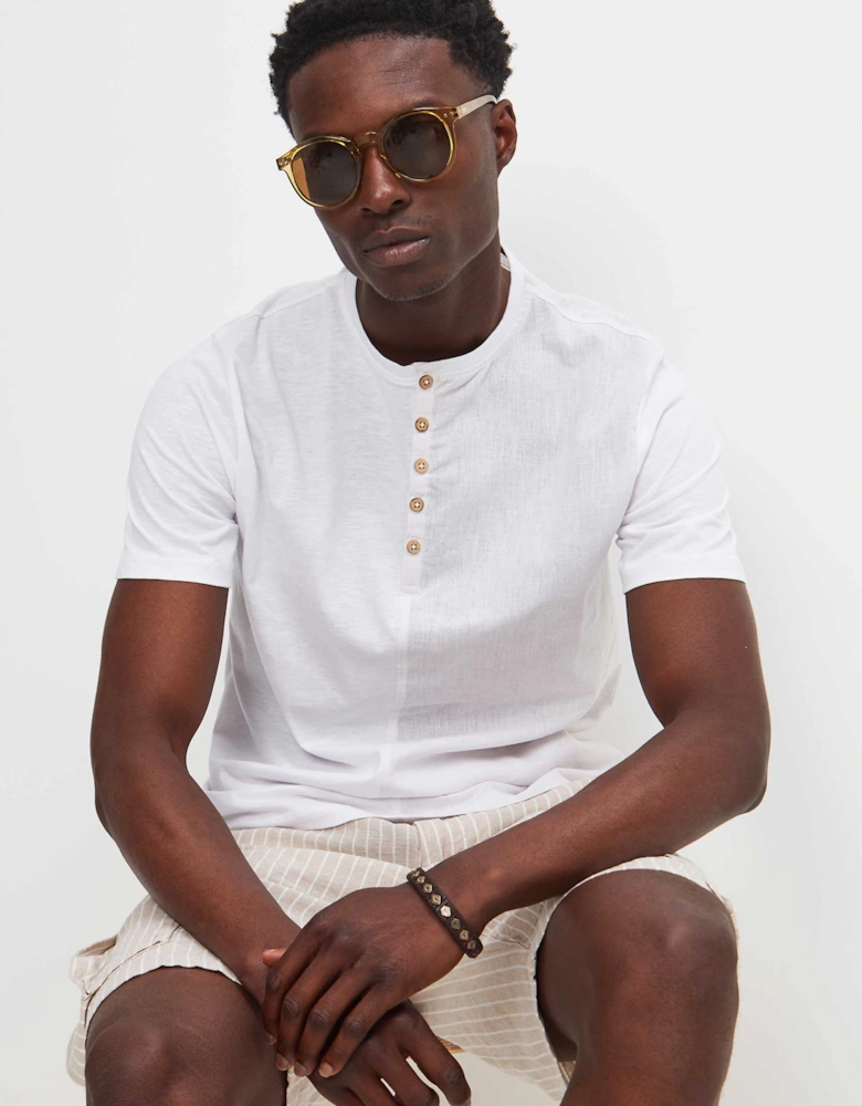 Cotton Linen Henley T-Shirt