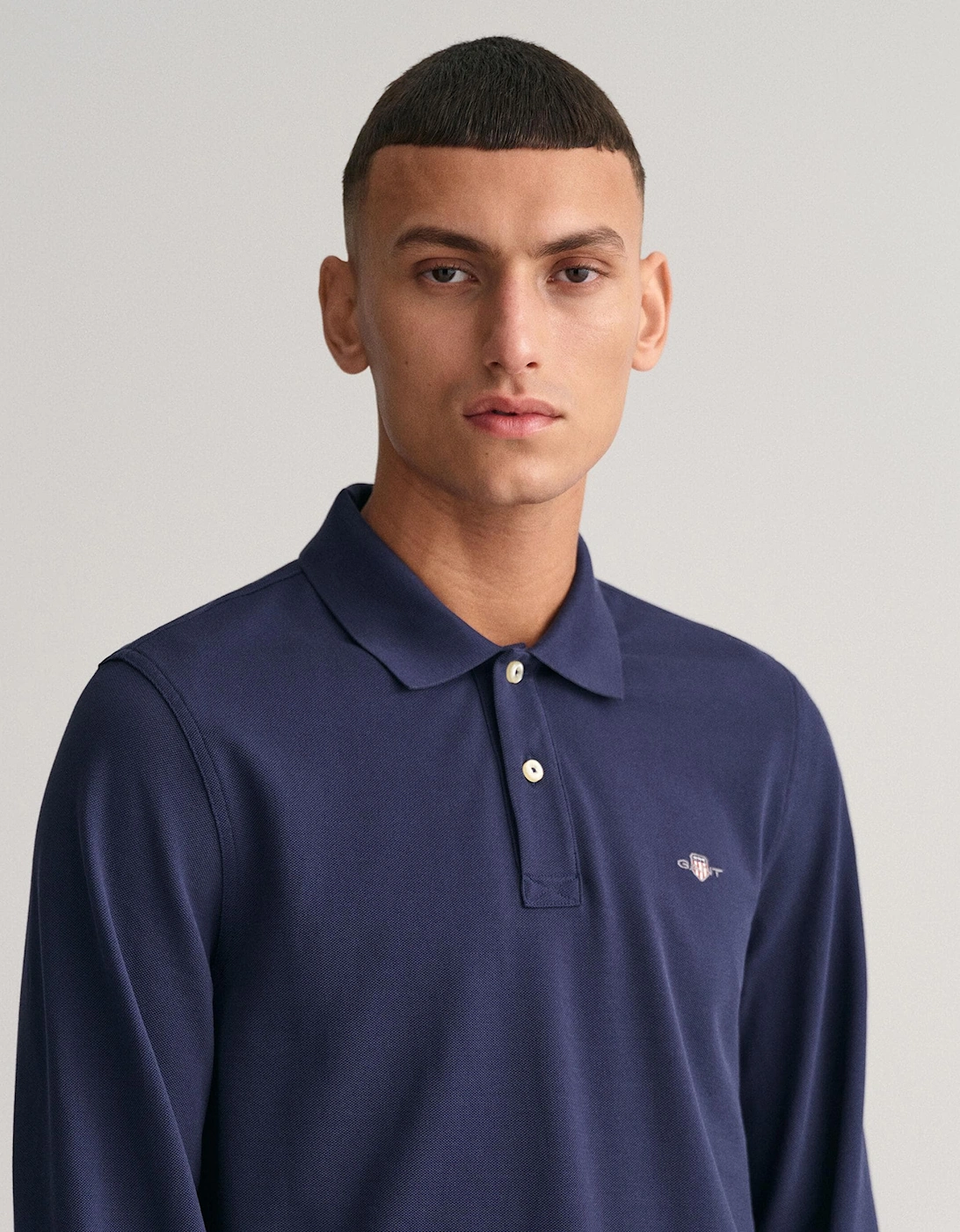 Gant Men's Regular Fit Long Sleeve Shield Logo Pique Rugger - Evening Blue - Navy - Size XL - Image 6