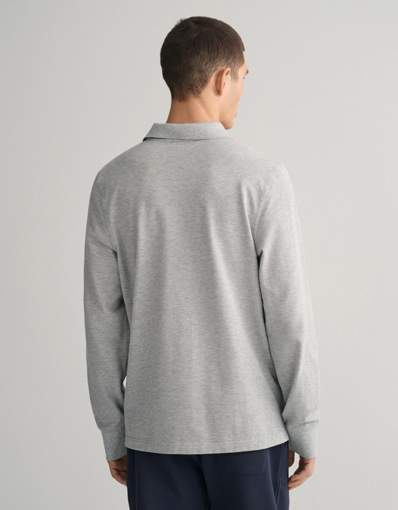 Mens Regular Fit Long Sleeve Shield Logo Pique Rugger