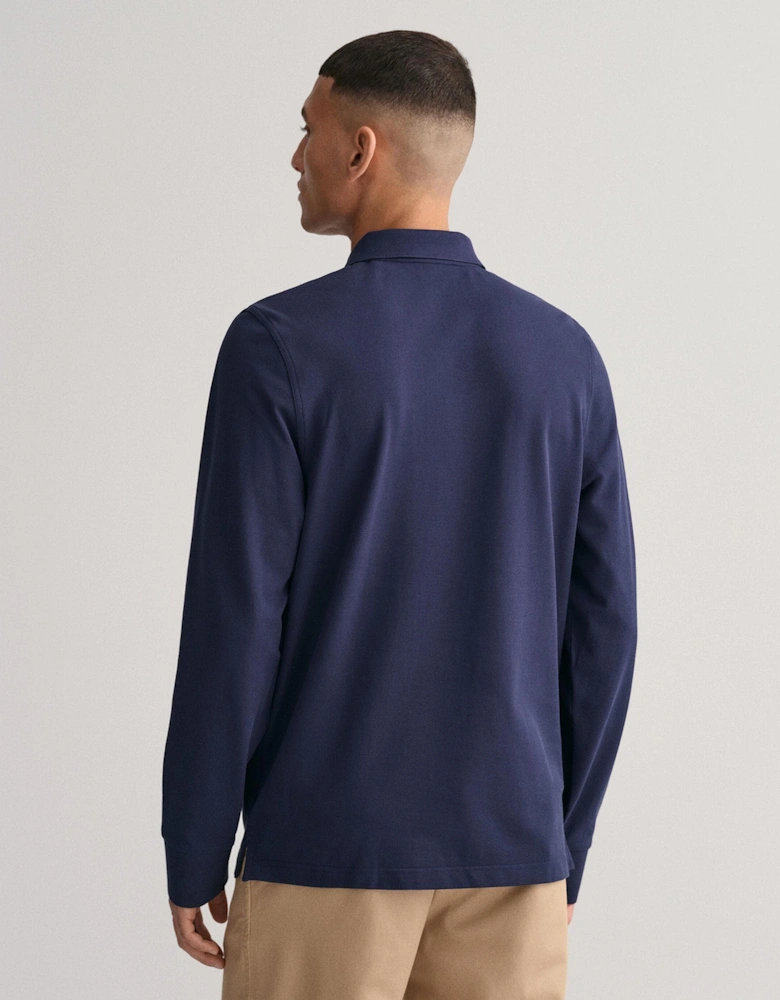 Mens Regular Fit Long Sleeve Shield Logo Pique Rugger