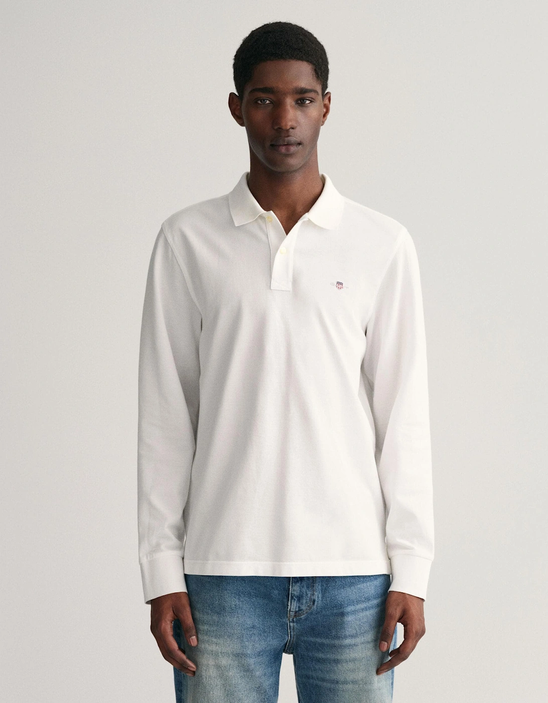 Gant Men's GANT Mens Regular Fit Long Sleeve Shield Logo Pique Rugger - 110 White