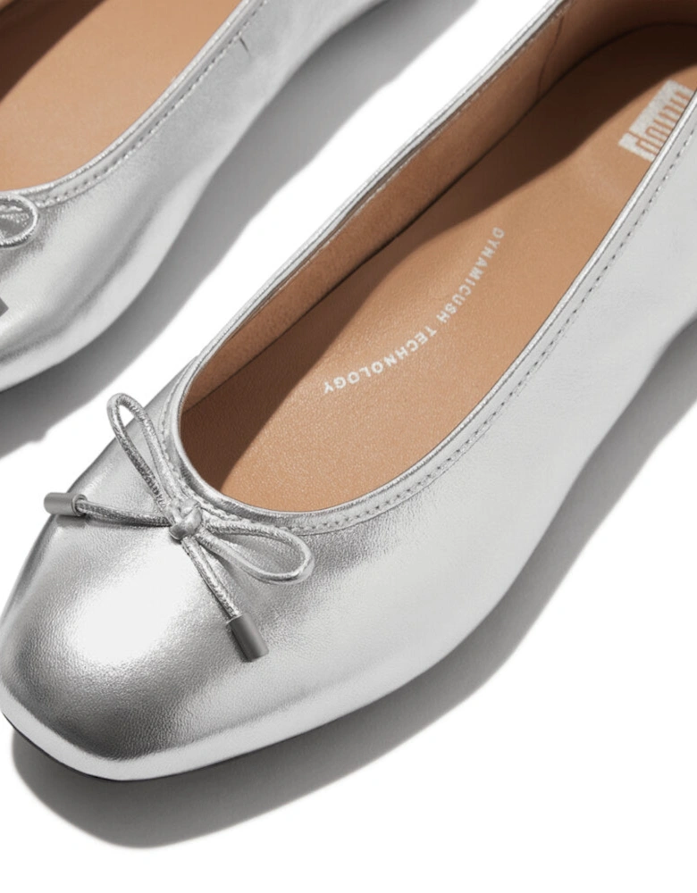 DELICATO BOW SOFT Womens Ballet Flats Silver