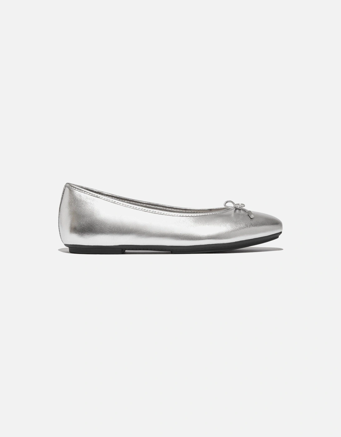 Women's FitFlop DELICATO BOW SOFT Womens Ballet Flats Silver - Size: 8