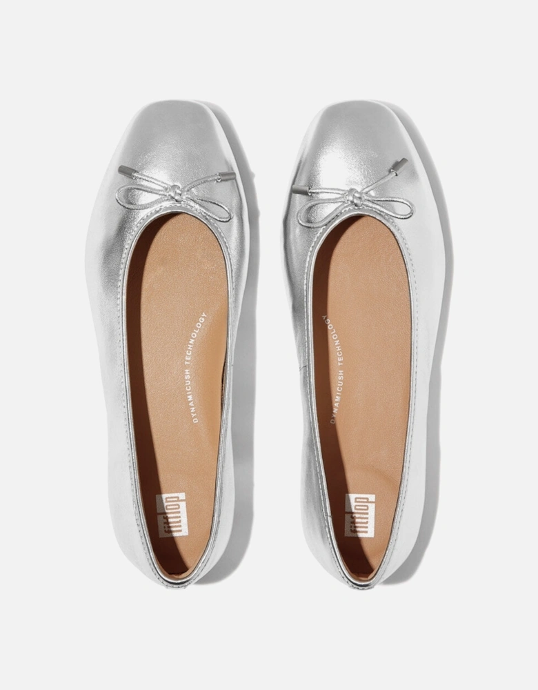 DELICATO BOW SOFT Womens Ballet Flats Silver