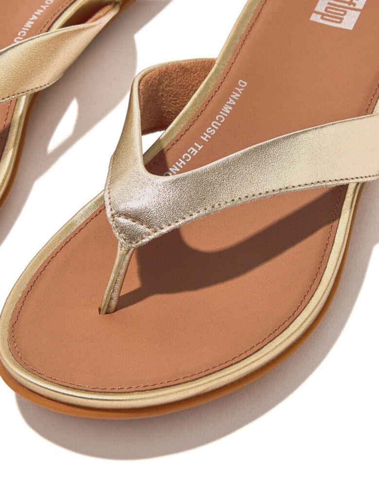 GRACIE LEATHER Womens Flip Flops Platino