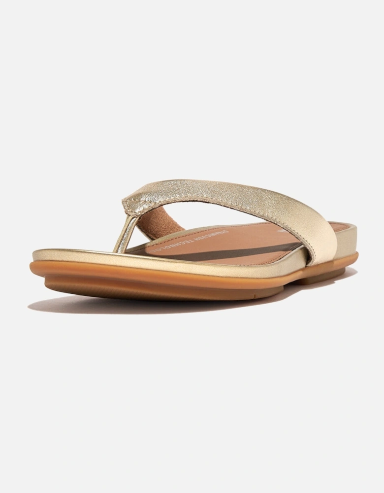 GRACIE LEATHER Womens Flip Flops Platino