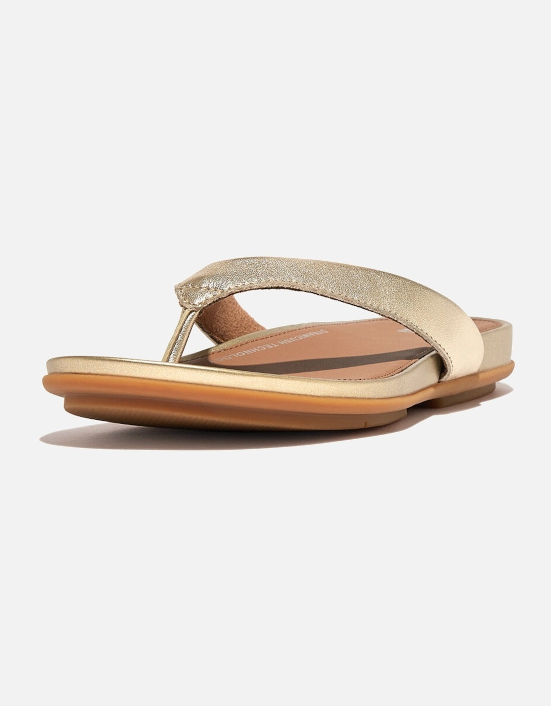 GRACIE LEATHER Womens Flip Flops Platino