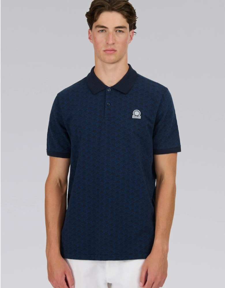 SB Monogram Jacquard Polo Shirt Navy