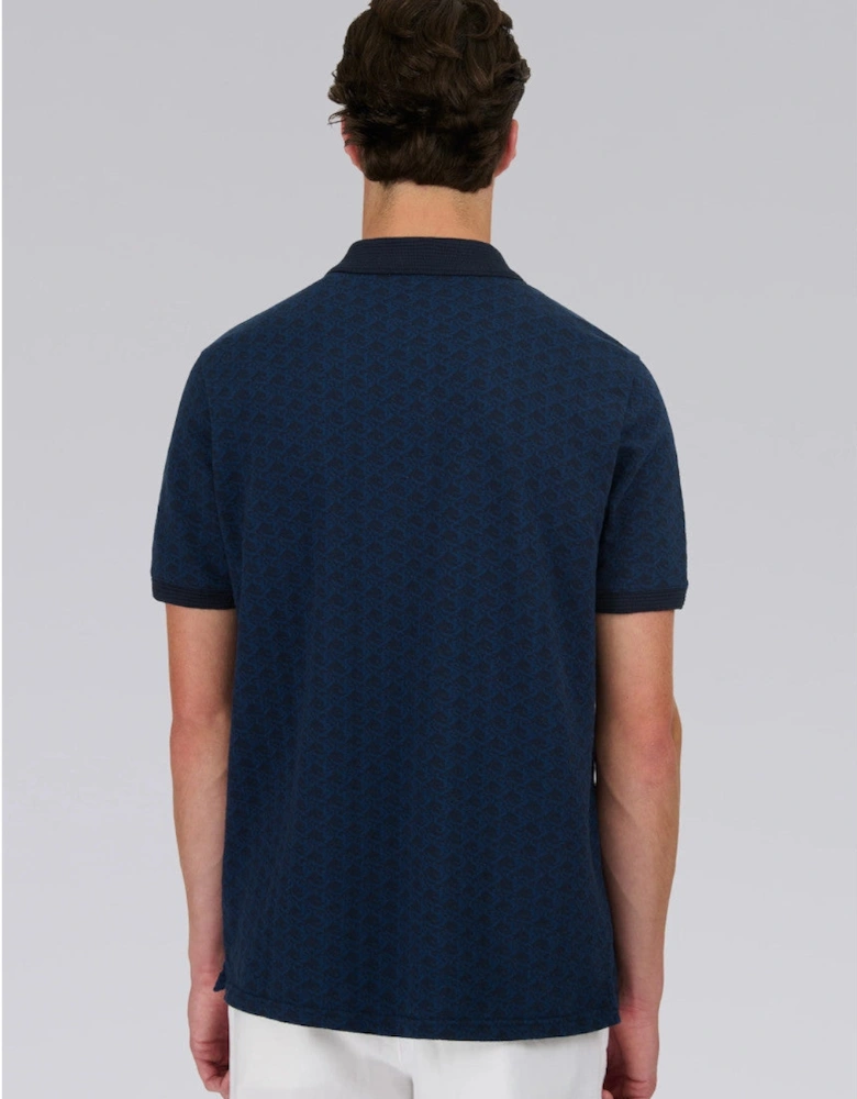 SB Monogram Jacquard Polo Shirt Navy