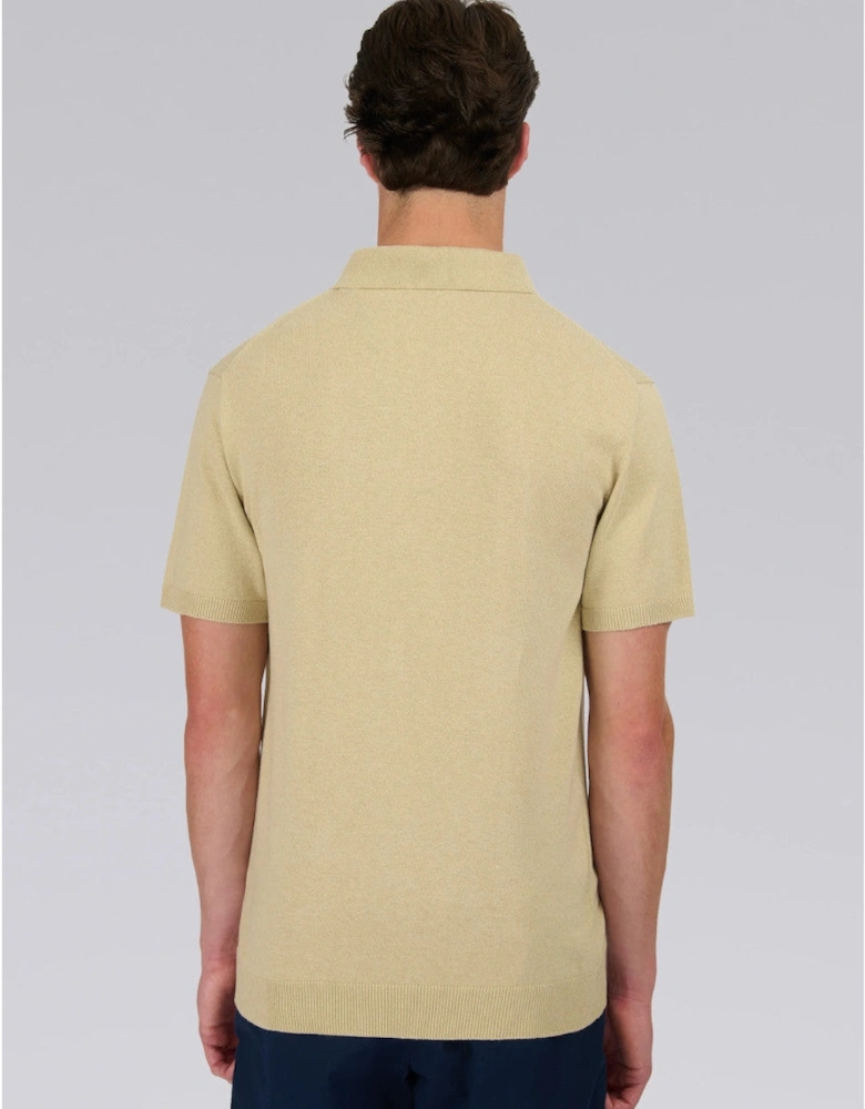 Zip Up Knitted Polo Stone