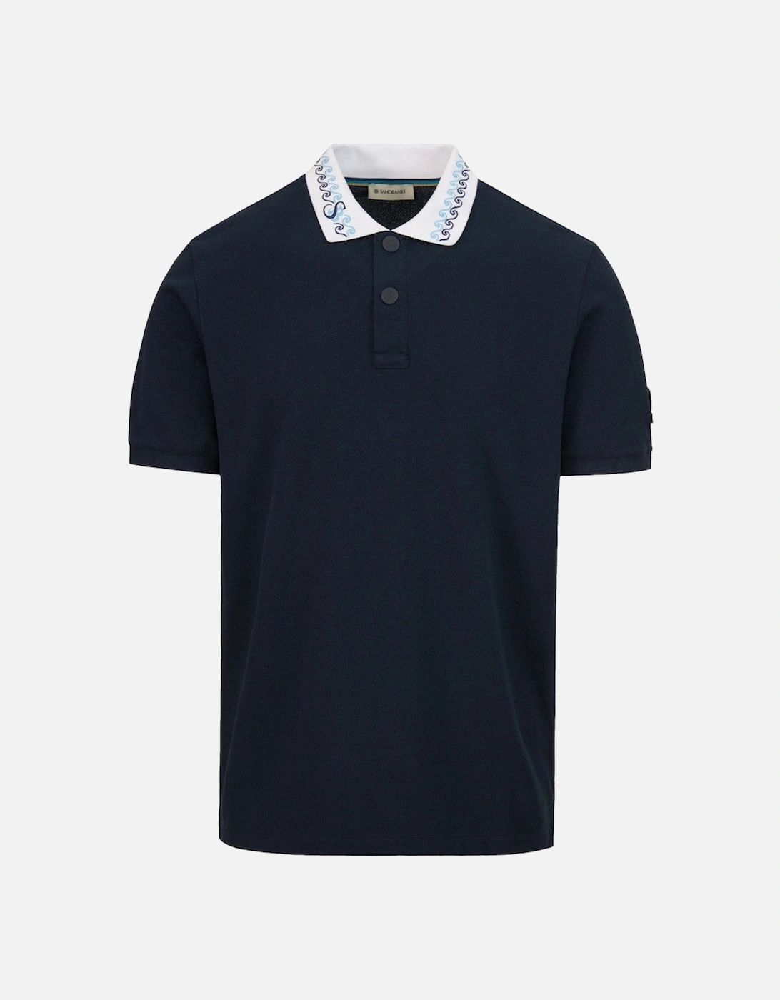 Embroidered Collar Polo Shirt Navy, 5 of 4