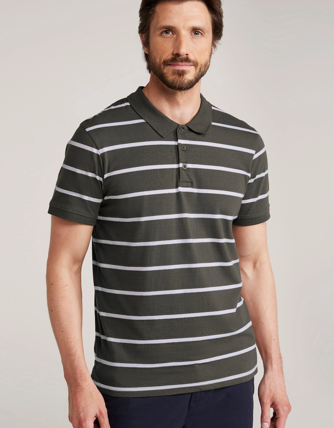 Mens Wren Stripe Cotton Polo Shirt, 2 of 1