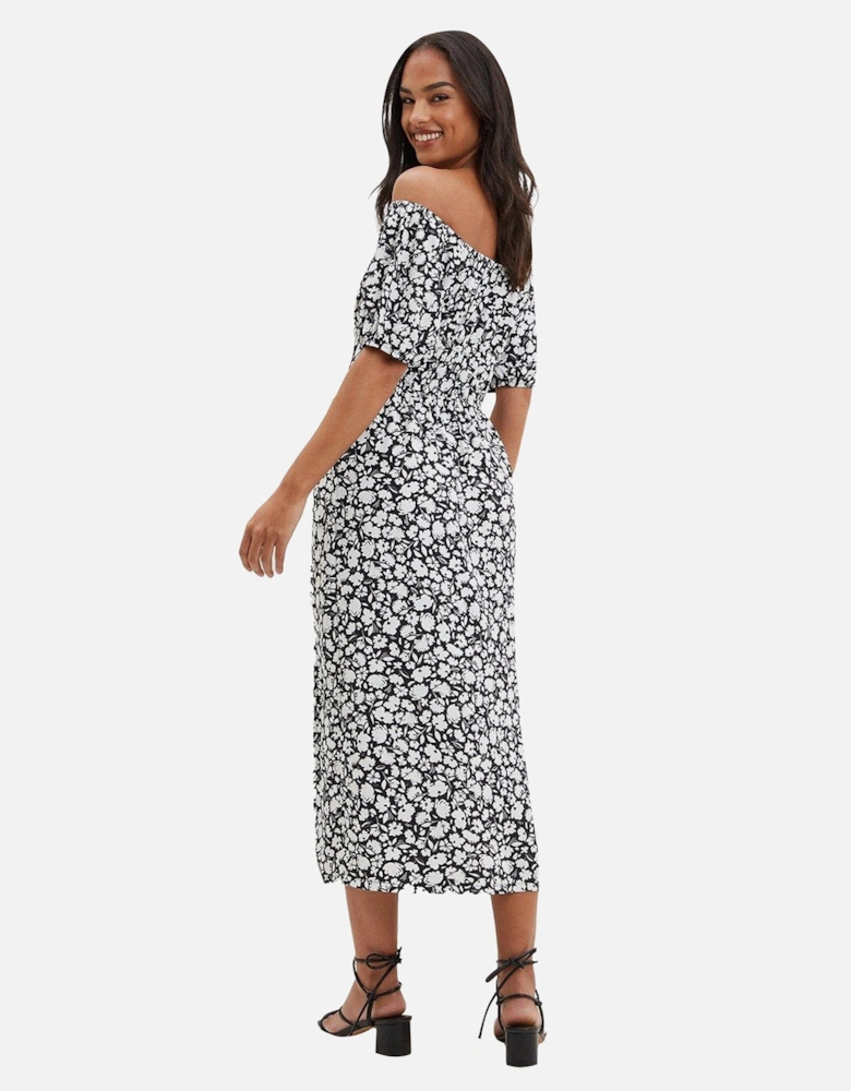 Womens/Ladies Floral Bardot Midi Dress