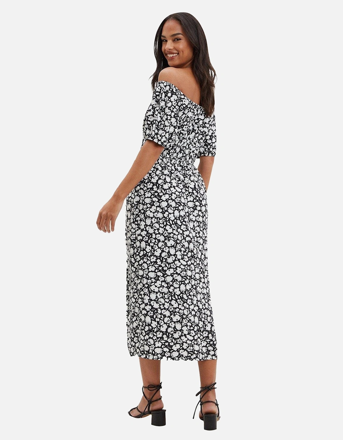 Womens/Ladies Floral Bardot Midi Dress