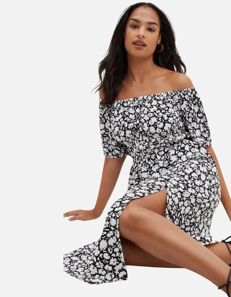 Womens/Ladies Floral Bardot Midi Dress