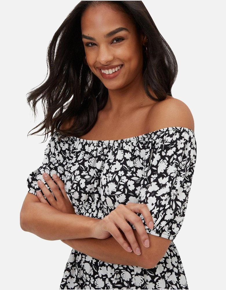 Womens/Ladies Floral Bardot Midi Dress