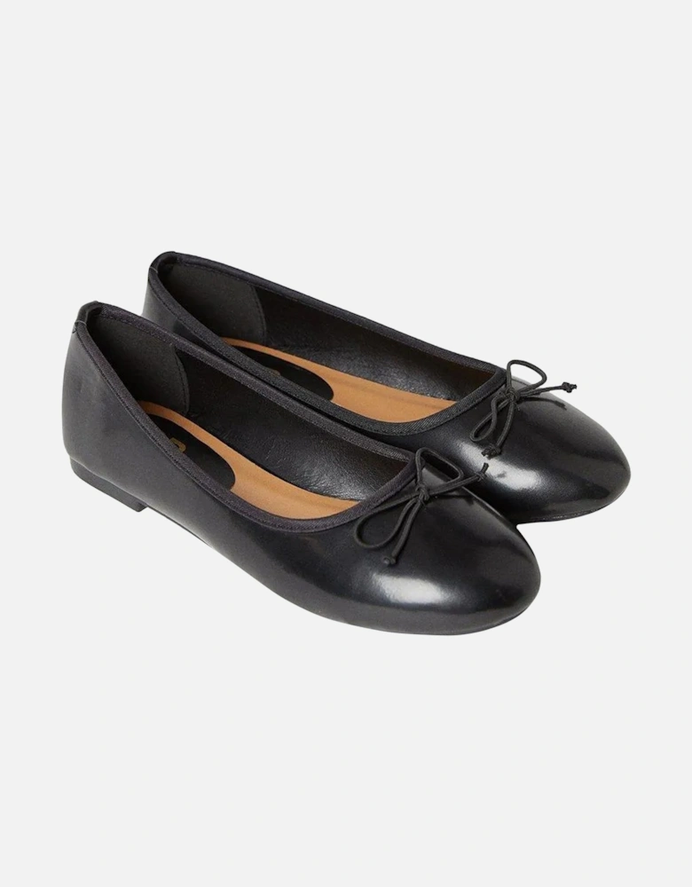 Womens/Ladies Phoebe Bow Flat Ballet Shoes