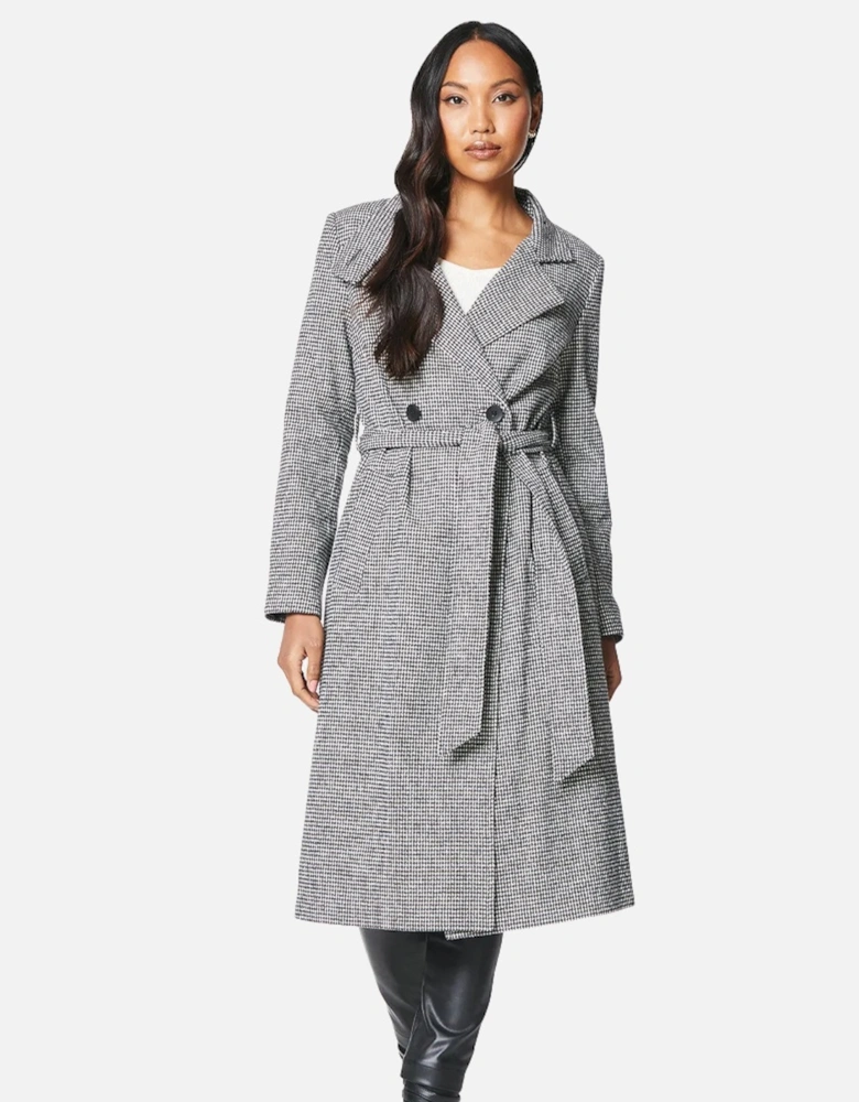 Womens/Ladies Checked Wrap Belted Coat