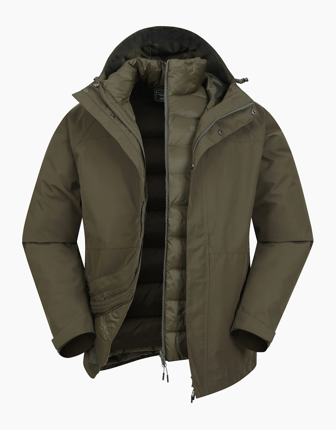 Men's Mountain Warehouse Mens Alaskan 3 In 1 Waterproof Jacket - Green - Size: 38/Regular