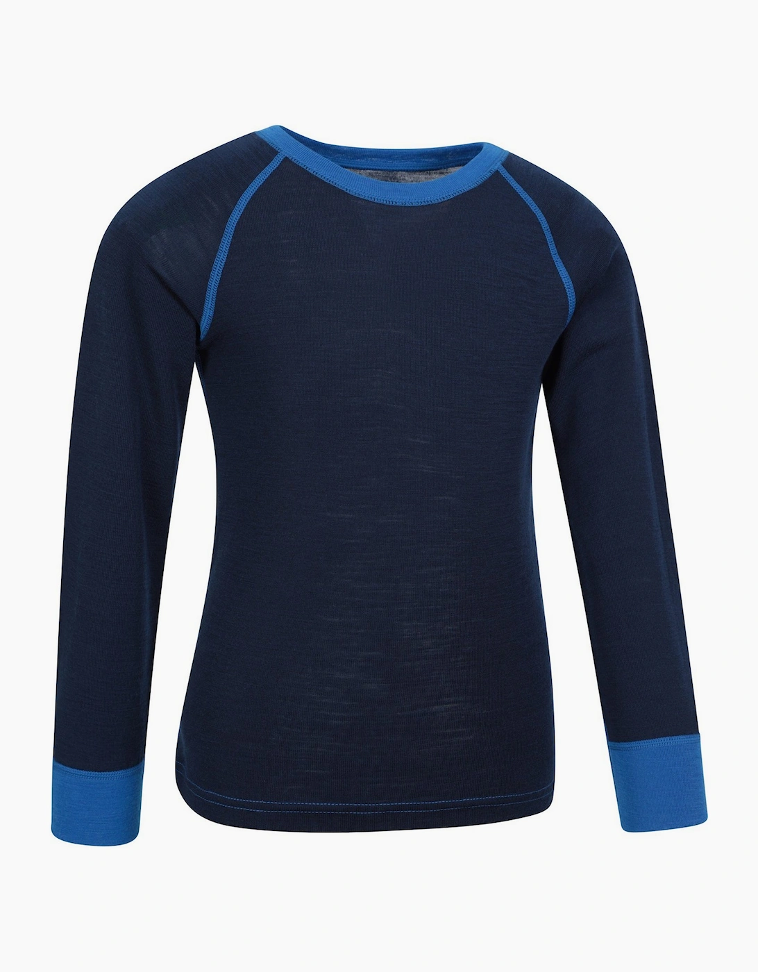 Mountain Warehouse Blue Childrens/Kids Merino Ii Round Neck Base Layer Top - 13 Years - 70% Polyester/30% Cotton - Image 2