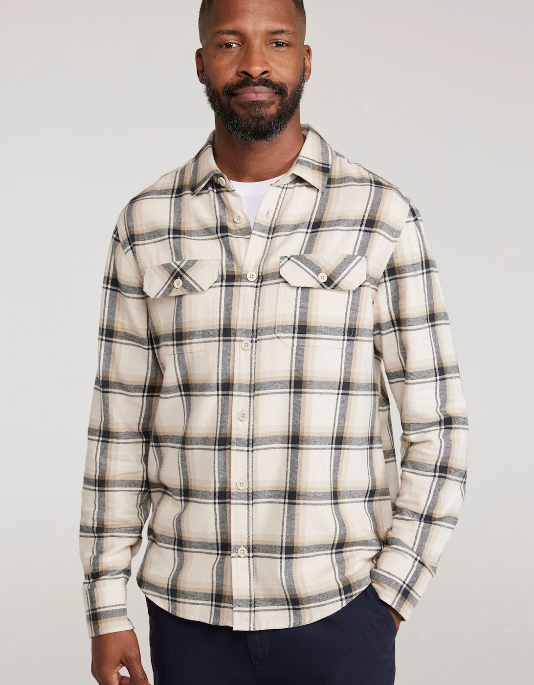 Mens Trace Flannel Long-Sleeved Shirt, 2 of 1