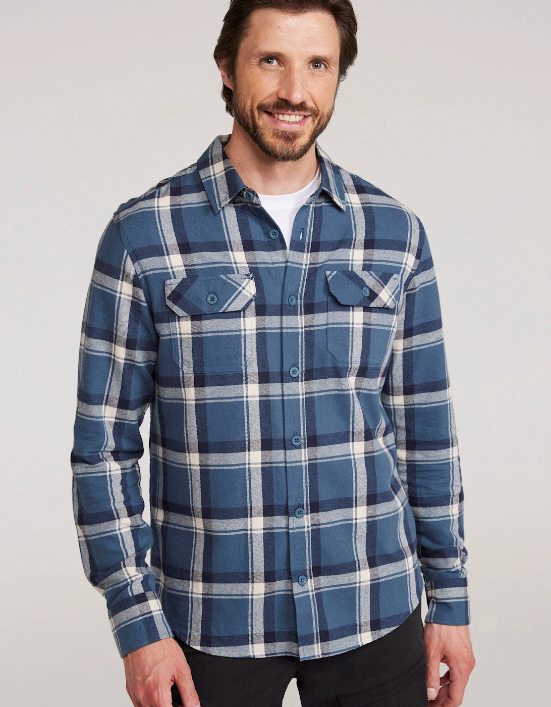 Mens Trace Flannel Long-Sleeved Shirt, 2 of 1