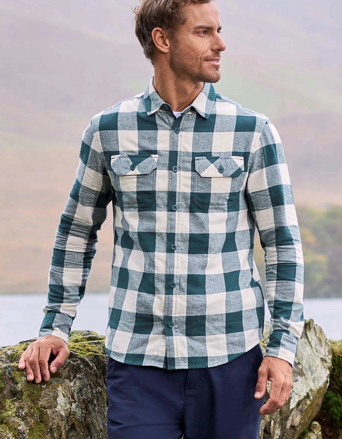 Mens Trace Flannel Long-Sleeved Shirt, 2 of 1