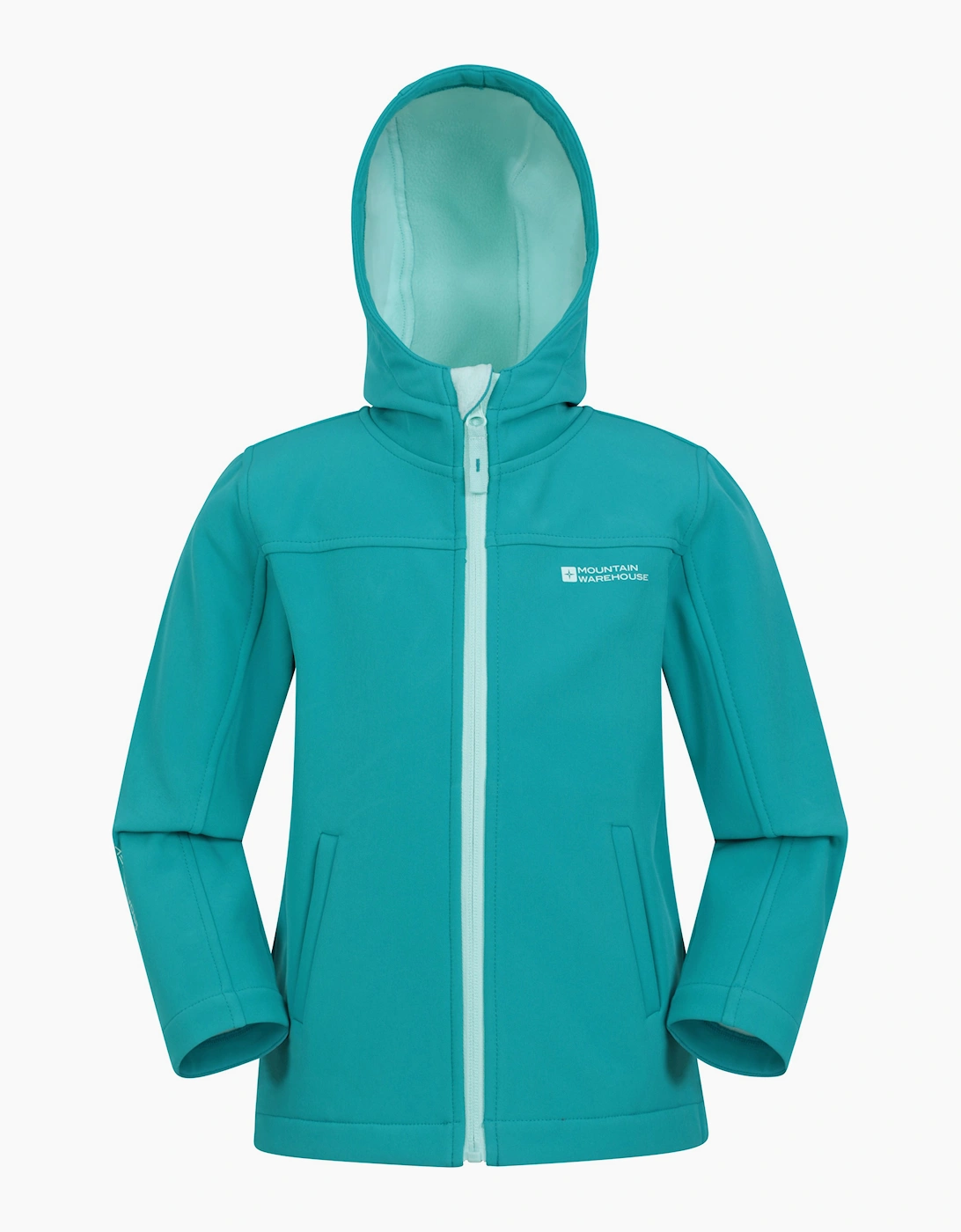 Mountain Warehouse Unisex Blue/Green Childrens/ Exodus Water Resistant Soft Shell Jacket - Size: 9 Years/10 Years Kids