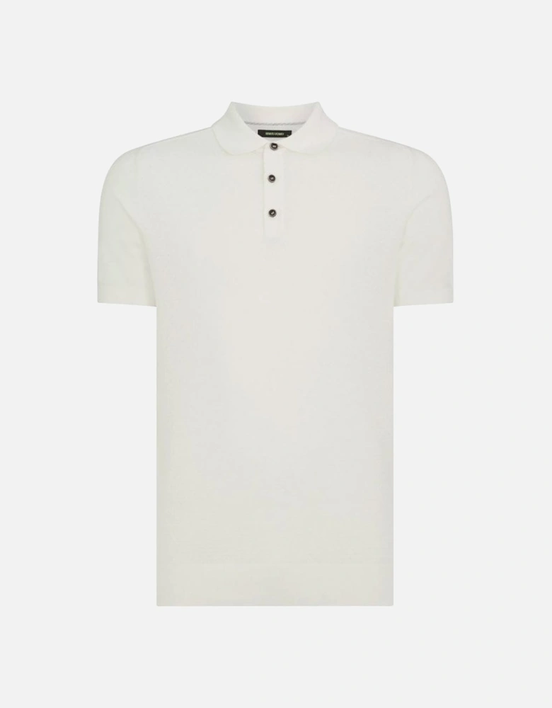 Short Sleeve Knit Polo Ecru