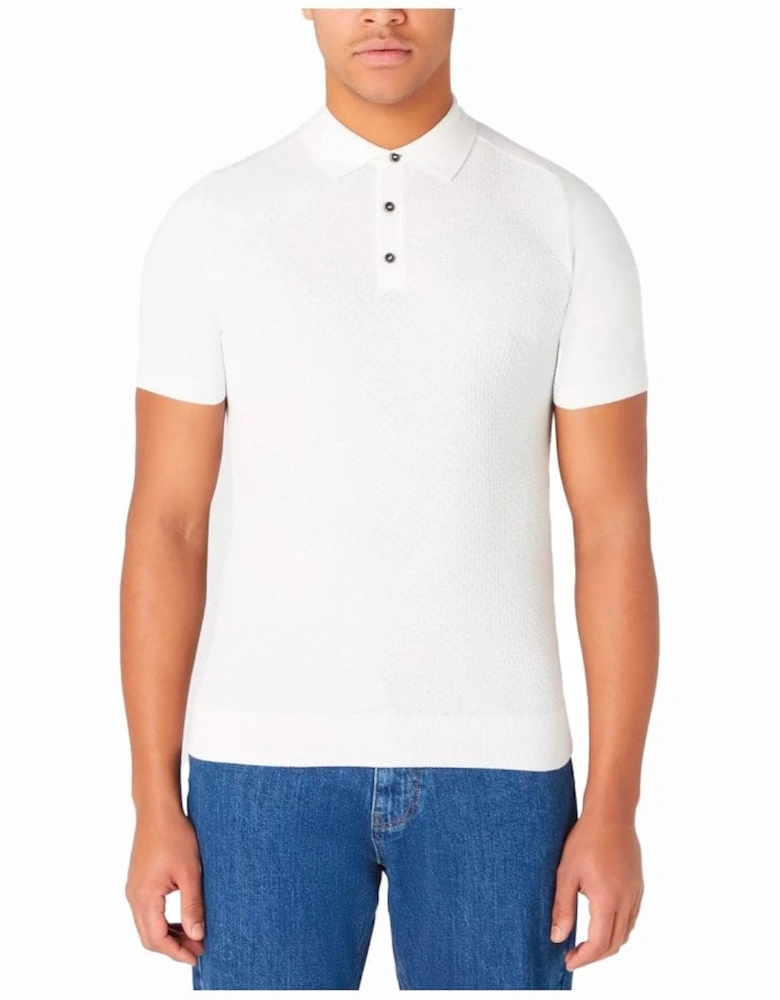 Short Sleeve Knit Polo Ecru