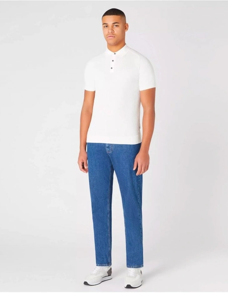 Short Sleeve Knit Polo Ecru