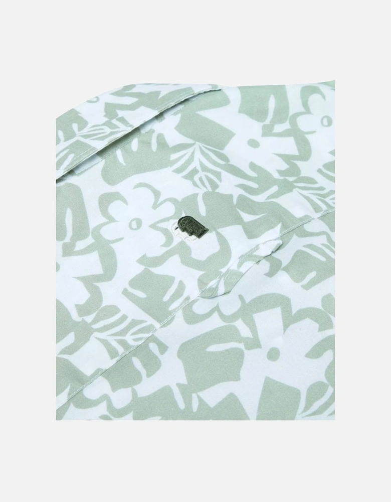 Short Sleeve Floral Resort Shirt Green