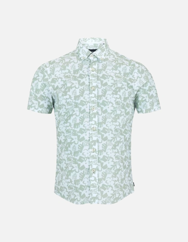 Short Sleeve Floral Resort Shirt Green