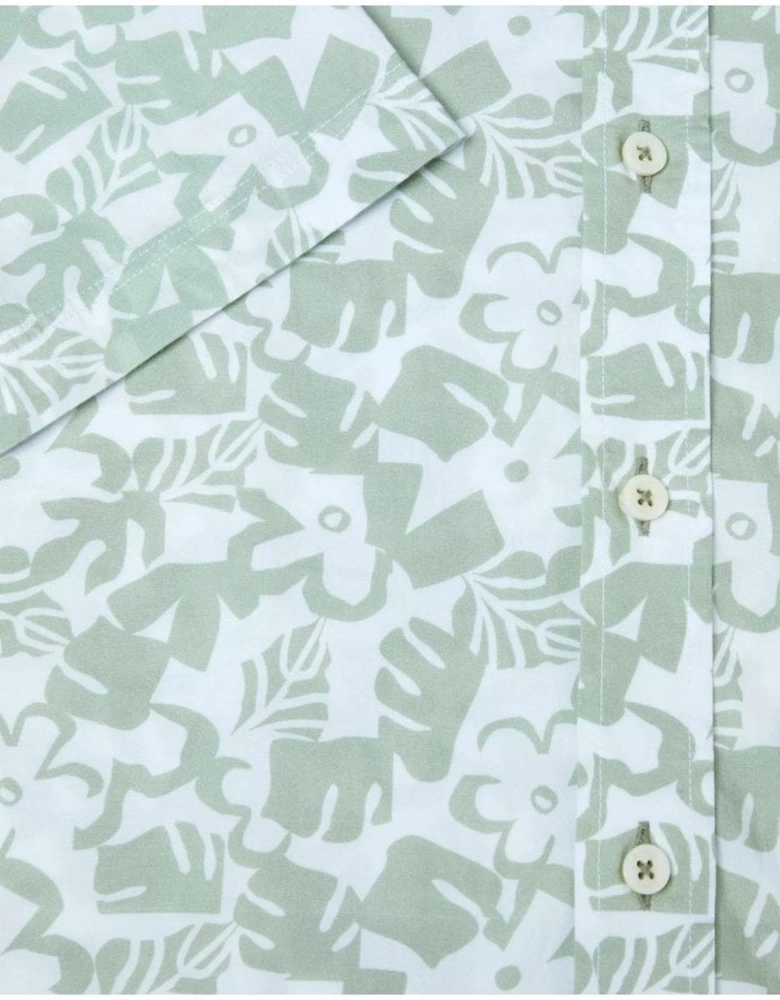 Short Sleeve Floral Resort Shirt Green