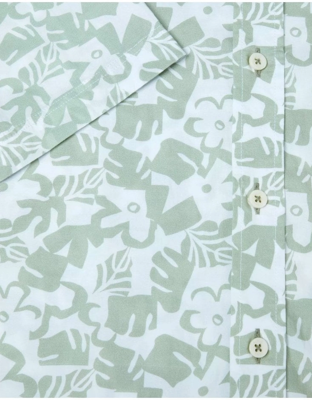 Short Sleeve Floral Resort Shirt Green