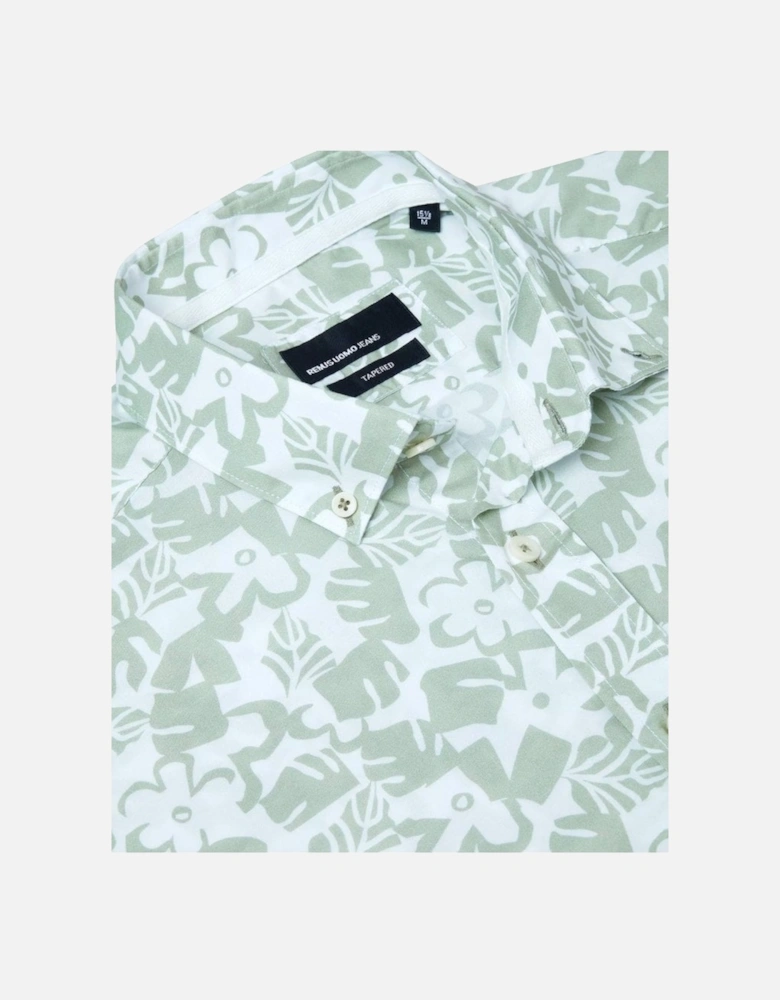 Short Sleeve Floral Resort Shirt Green