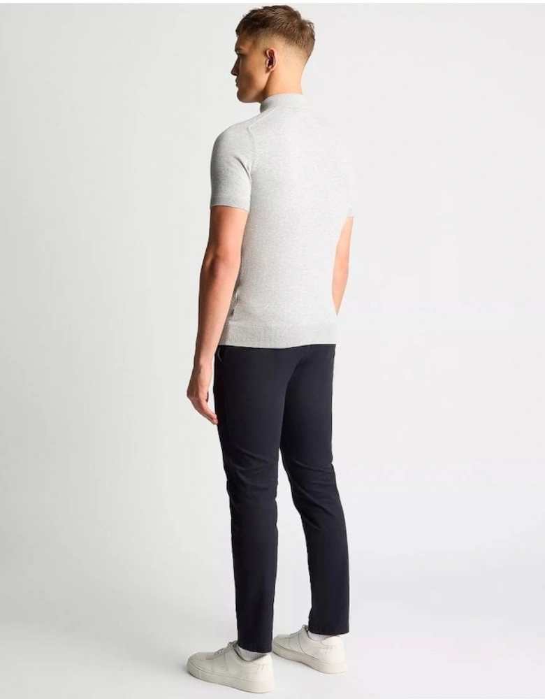 Short Sleeve Knit Polo Grey